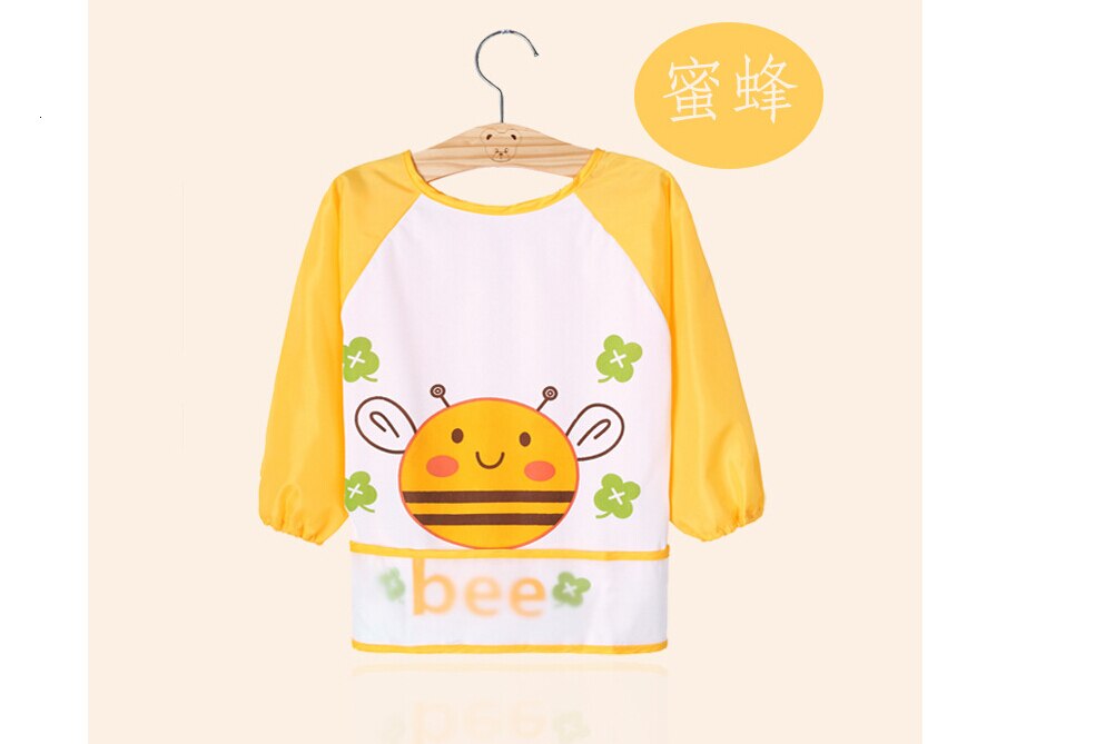 Pudcoco precioso chico bebé niño niña dibujos animados impreso impermeable manga larga babero alimentación delantal: Amarillo