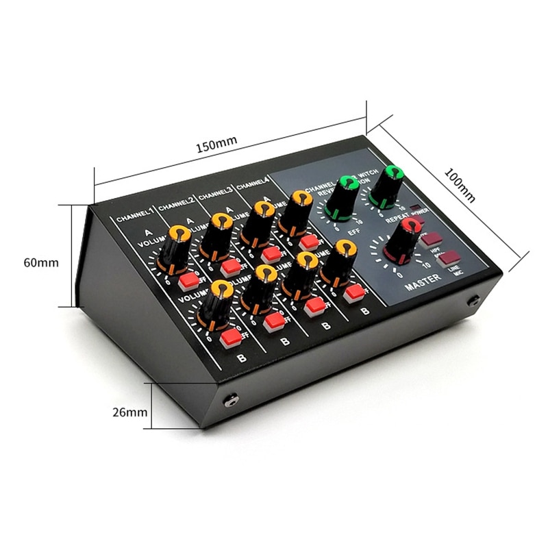 Mixing Console Professionele 8-Channel Draagbare Mixer Lagere Noise met Reverb Effect voor Thuis Karaoke Live Stage (EU plug)