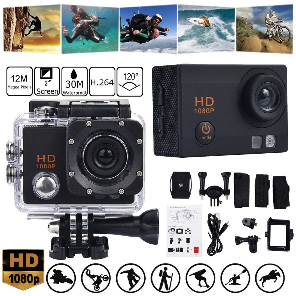 HD 1080P Sports Waterproof CameraCamera DVR Cam DV Video Camera HD 1080P AU.20