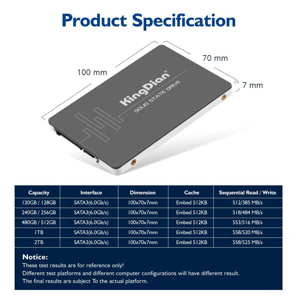 Kingdian ssd 120gb disco rígido hdd 2.5 sata3 disco de estado sólido interno para desktop portátil