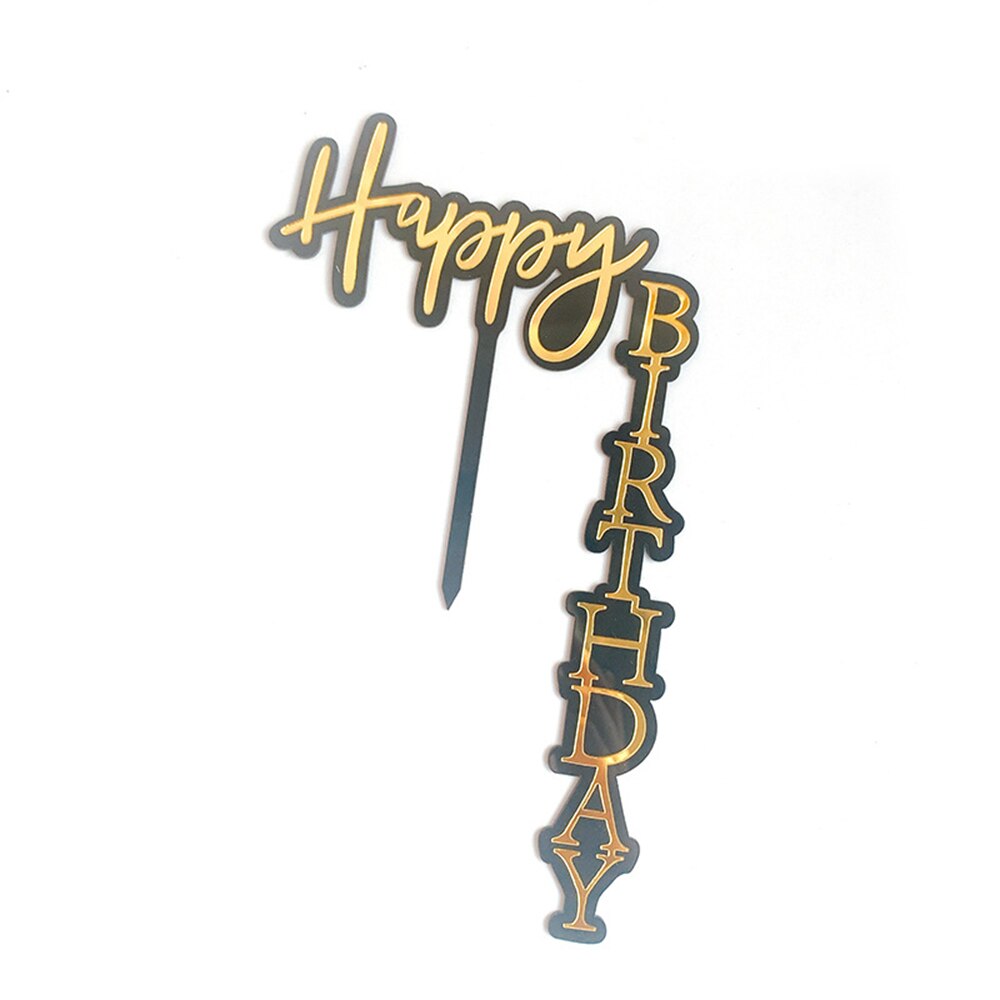 1pcs Happy Birthday Cake Topper Rose Gold Acrylic Vertical Gold Cake Topper For Birthday Party Cake Decorations: A