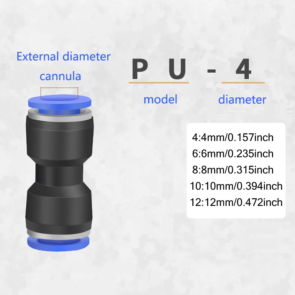 PU Boxed Set Air Straight Pneumatic Fittings PU Water Pipes Quick Release Connector PU-4-6-8-10-12-14 Plastic Hose Couplings
