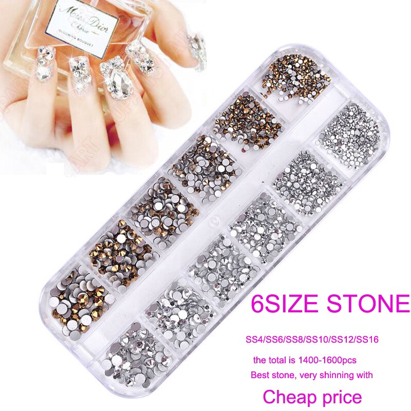 12 Kleuren Glitter Rhinestone Manicure Nagellak Decoratie Accessoires 3D Nail Art Tips Manicure Diy Nail Stones Set ZB14