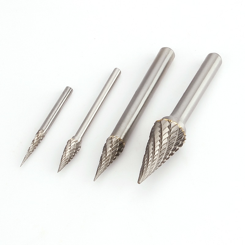 Fraise en acier de tungstène à pointe conique, 1 pièce, fichier rotatif en carbure de tungstène pour le travail du bois, outil de meulage, tête de meulage en forme de M