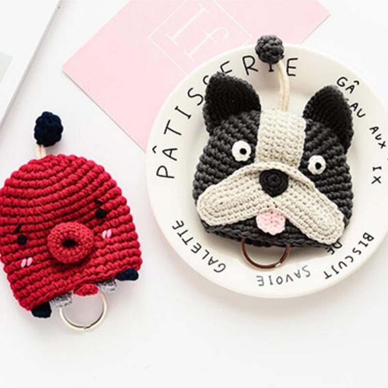 Cartoon Animation Handmade Cute Wool Knitting Pull-out Key Bag Set Key Protection Case