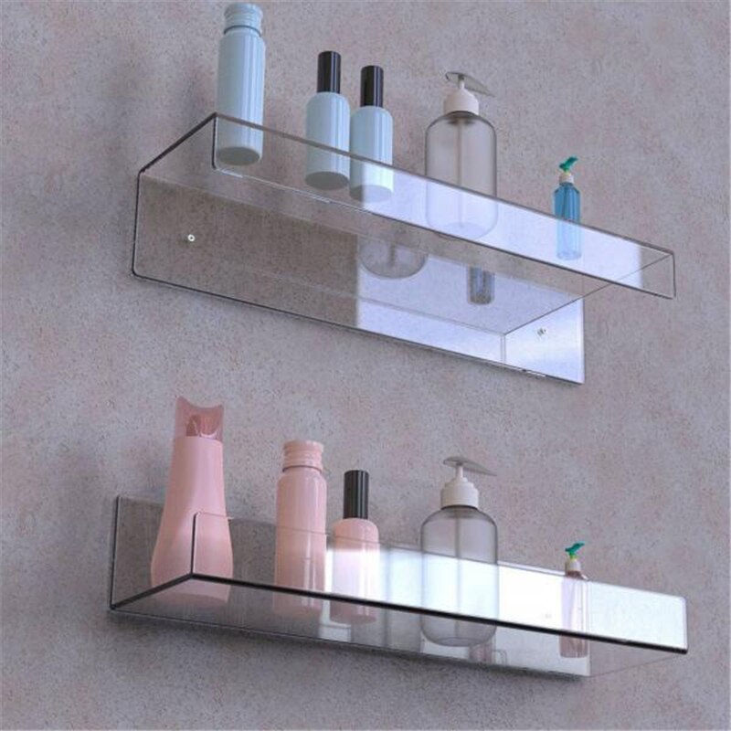 Estante de acrílico transparente para almacenamiento de libros, repisa flotante de pared, organizadores de cosméticos, para oficina y hogar, 2/3/4 unidades