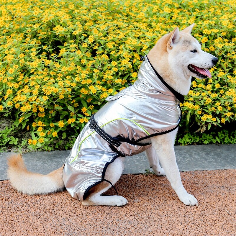 Lyxiga vinter hundkläder för stor hund jacka 9 storlek silver varm tjock liten stor hund rock valp kläder husdjur hund outfit