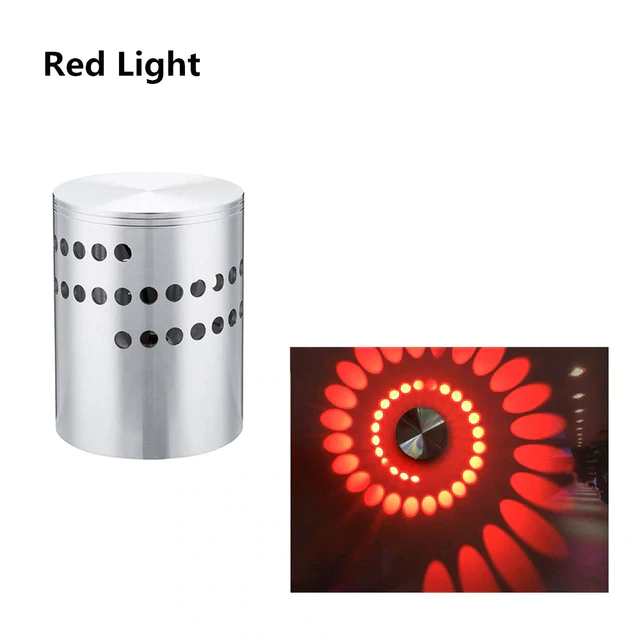 Rgb spiral hul førte væg lyseffekt væglampe med fjernbetjening farverig wandlamp til fest bar lobby ktv boligindretning: Rød