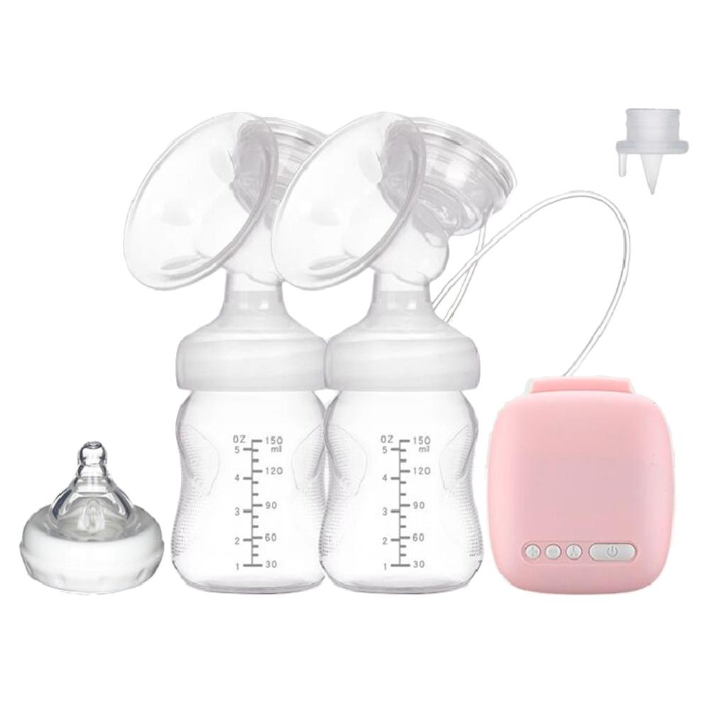 Electric Double Breast Pump Set with 2 Milk Bottles Baby Breastfeeding Assistant