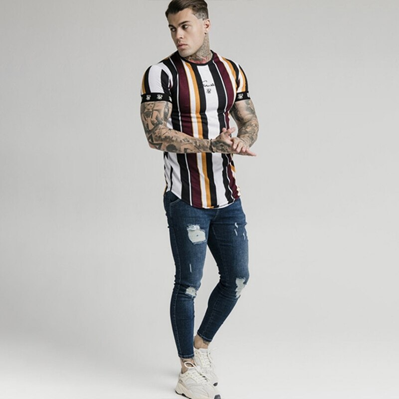 Camiseta SikSilk de seda para hombre, camiseta de seda con cuello redondo, divertidas camisetas cortas para hombre, camisetas Sik Silk