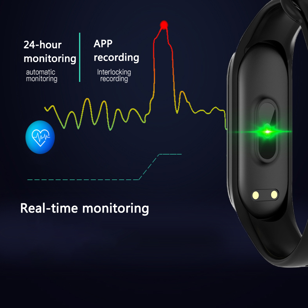M4 smarte armbånd armbånd trykk/puls/søvn helsemonitor/skritteller vanntett sportsarmbånd fitness tracker