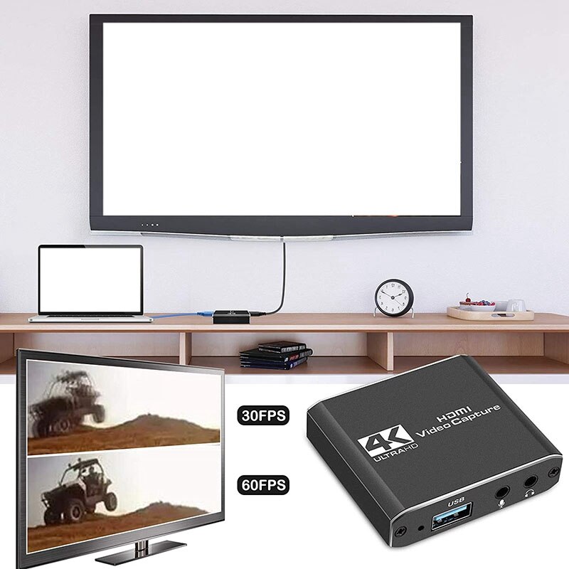 Audio Video Capture Card Met Microfoon 4K Hdmi Loop-Out,1080P 60Fps Video Recorder Voor Schakelaar/PS5/ One/Pc/Video