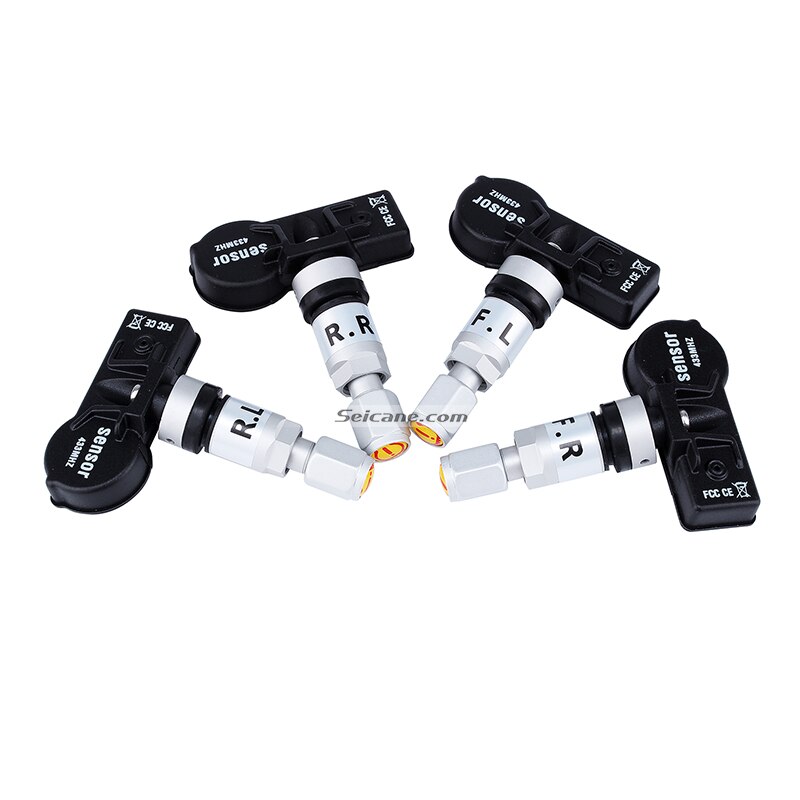 Seicane Portable Car USB TPMS with 4 Internal Sensors for Aftermarket Android radio Tire Pressure Monitoring Auto Alarm System