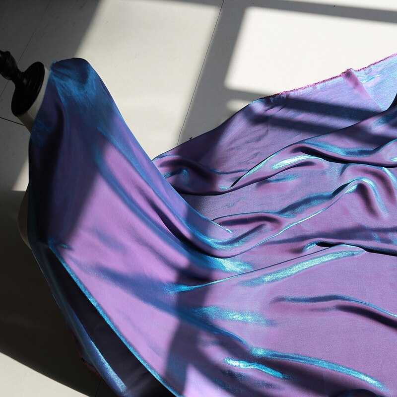 Blue Green Crystal Zijde Zijdeachtig Rok Stof Parelmoer Kledingstuk Stof Netto Rood Shirt Diy Naaien Stof: blue purple