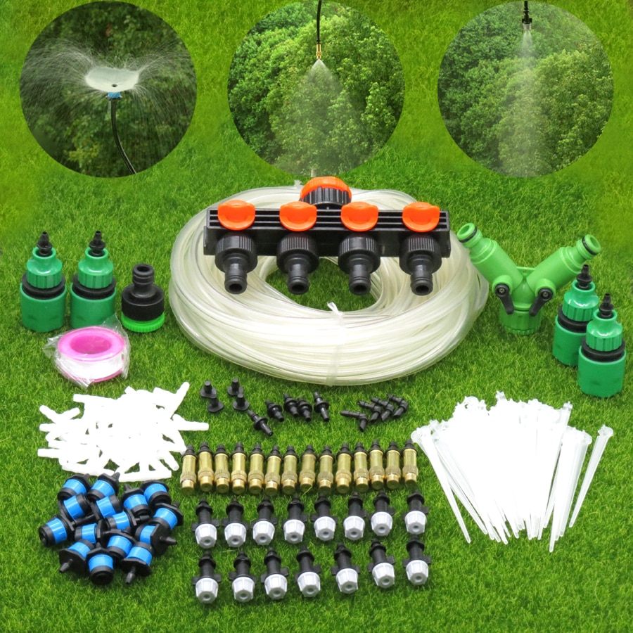 MUCIAKIE 40M to 10M Garden Water Plant Irrigation System Planter Dripper Kit Drip Line Set with 1/4'' PVC Hose Sprinklers