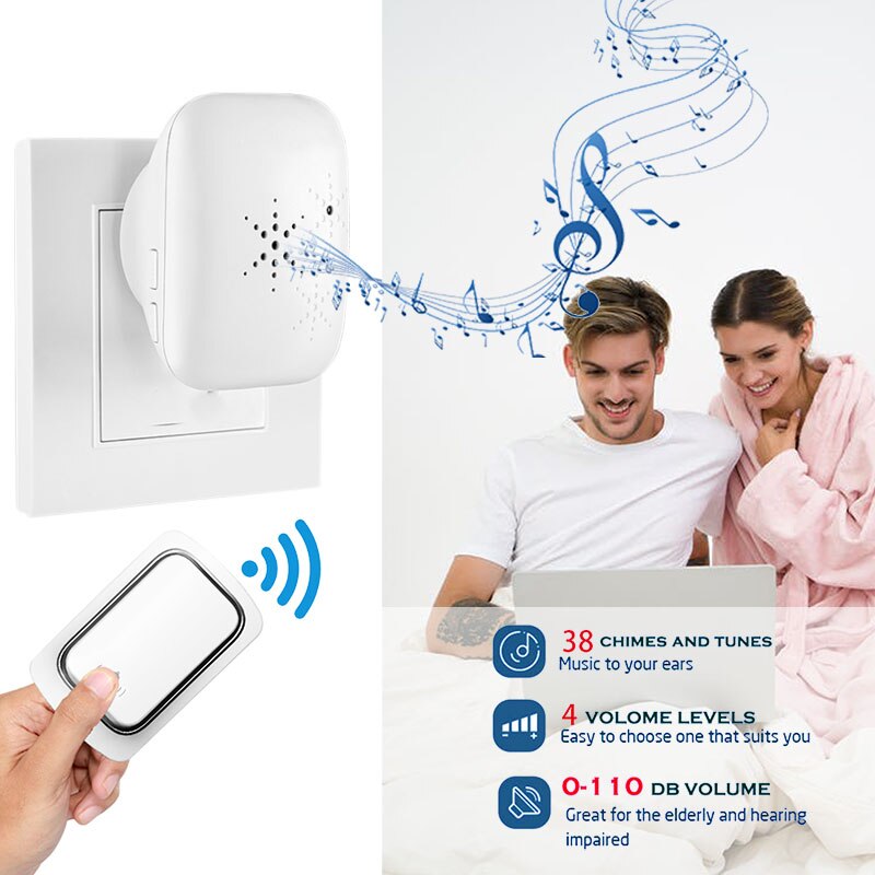 timbre inalámbrico exterior autoalimentado timbre puerta casa 220v transmisor impermeable de 220V, No requiere batería, receptor de la UE,juego de timbre para Control del hogar