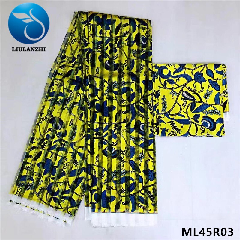 LIULANZHI-ruban africain pour couture de robe, à cire anakra, organza, 4 mètres 2 mètres, ruban africain pour couture de robe, ML45R01-21: ML45R03