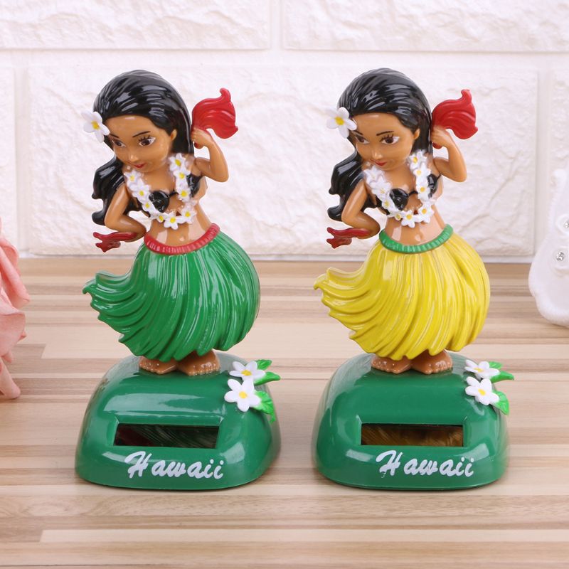 Adornos de coche para chica hawaiana, juguete de cabeza móvil, alimentado por energía Solar, decoración para automóviles
