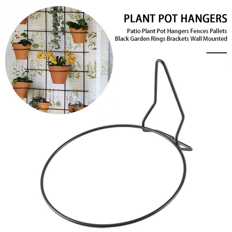 Gør-det-selv terrasse plante potte jern bøjler hegn paller sorte haveringe beslag vægbeslag til lodret indeholde haven 15*17*21cm