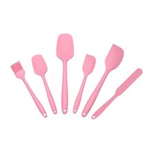 6PCS Kitchen Tools Silicone Kitchen Set Silicone Scraper Oil Brush Set Baking Utensils Color Box Kitchen Gadgets Cooking Tools: Pink