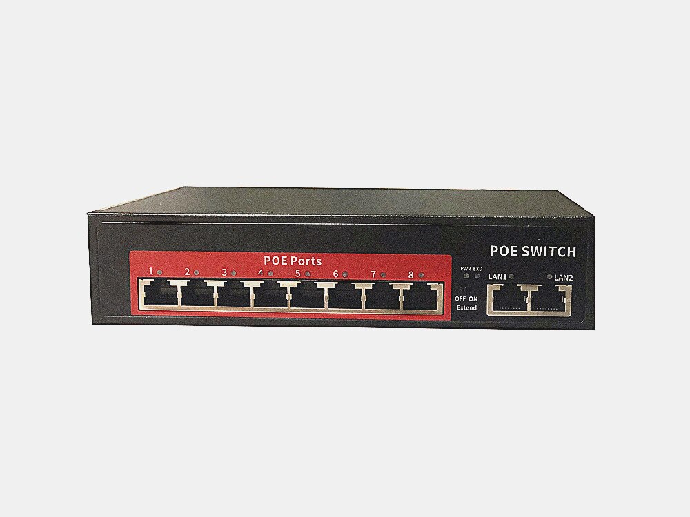8CH Port POE 120W Ethernet Switch IEEE802.3 at/af 10 Port 8+2 POE Injector Power Over Ethernet Switch