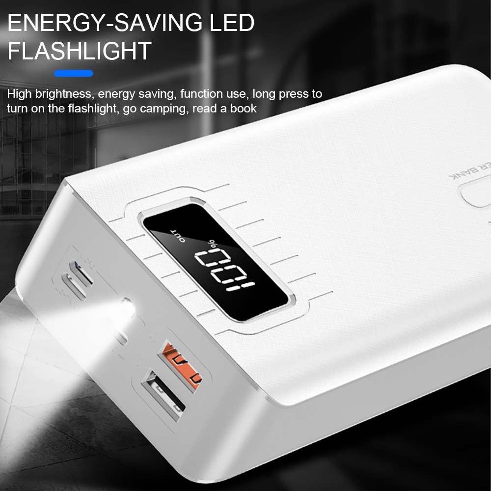 30000mAh Power Bank TypeC Micro USB QC Fast Charging Powerbank LED Display Portable External Battery Charger For Xiaomi iPhone