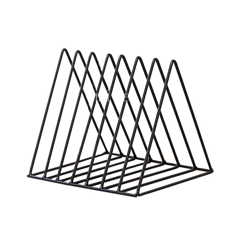 2022 Iron LP Record Rack Triangle Book Magzine Holder Desk Record Storage Organizer: Black S