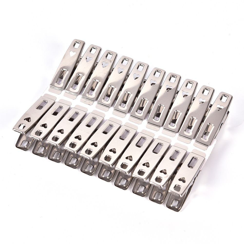 20 stuks wasknijpers roestvrij staal metalen clips voor jas broek was droogrek was handdoekhouder hanger zilver