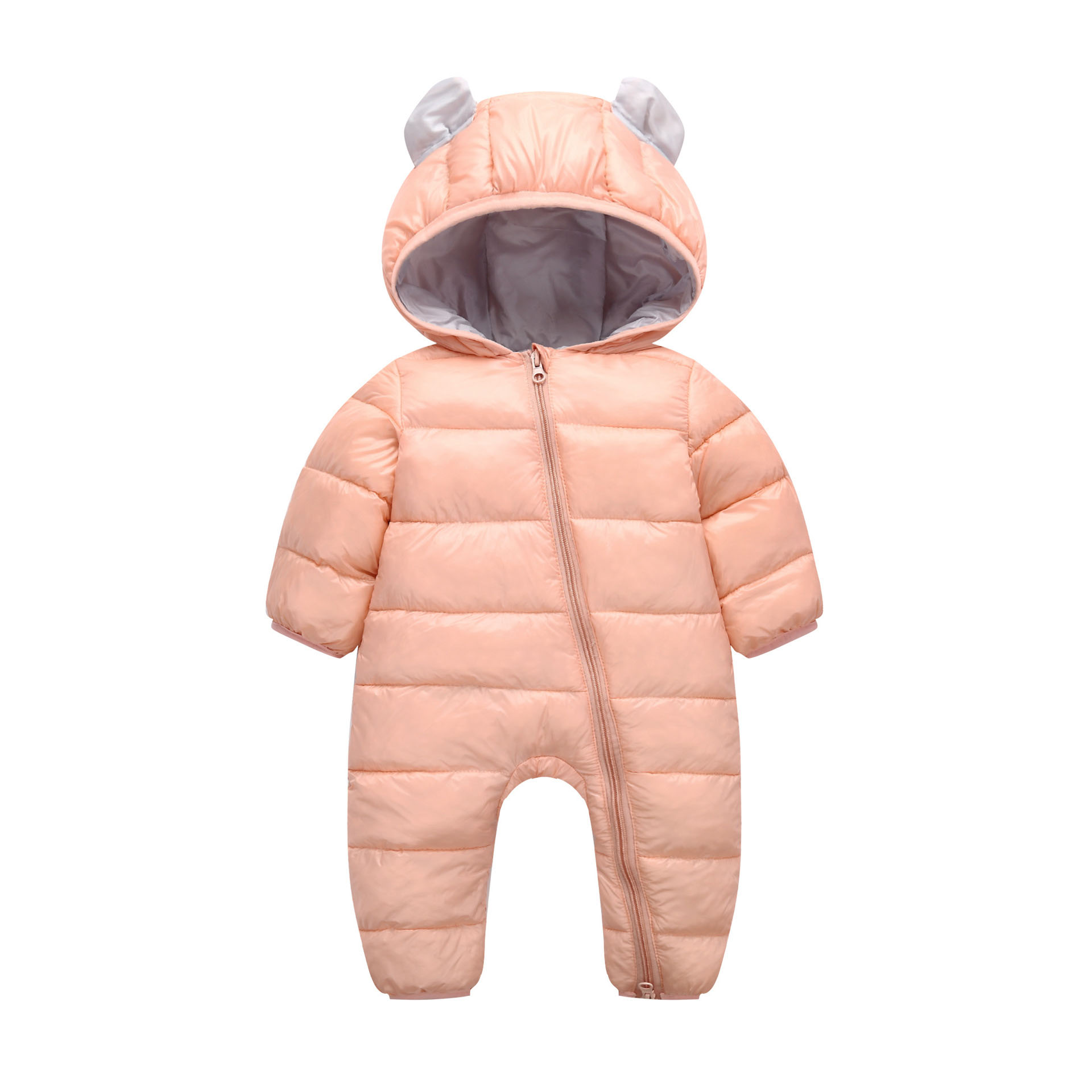Winter Keep Warm One-Piece Cute Korean Version Of Cotton Onesies Newborn Rabbit Ears Candy Color Cotton Clothes: Orange / 12M