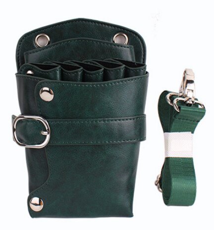 Geavanceerde PU Lederen Kapper Riem Pouch Zachte Kapper Zak Kappers Gereedschapstas Vintage Huisdieren Schaar Zak Peluqueria DF017: green