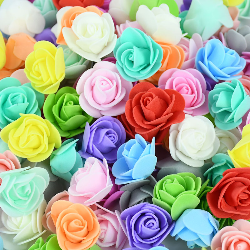 100/300Pcs 3cm Foam Rose Artificial Flowers Head Teddy Bear Roses Handmade DIY Decoration Wedding Valentines Day Home Decor