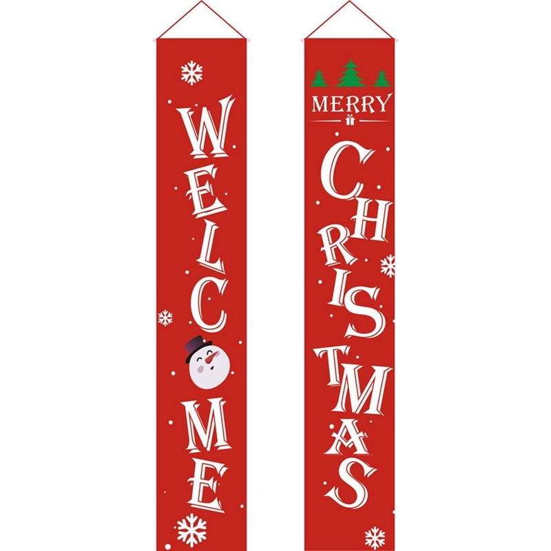 Bannière De Porte De Noël – 180x30 Cm, Motif Sapin Et Cadeaux, Polyester, Pour Décoration Intérieur/extérieur