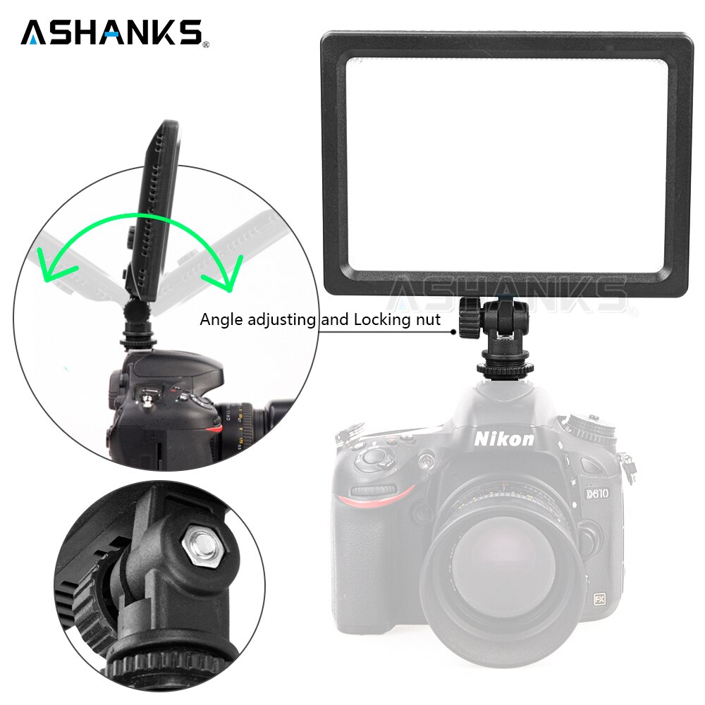 ASHANKS Professionele Ultra-dunne LED Video Light 3200 K-5600 K voor Licht Instelbare Helderheid en Dual Kleur temp voor Canon Nikon