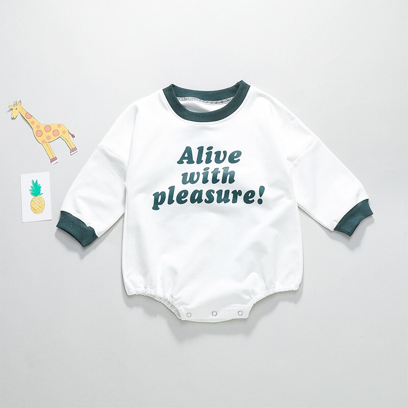 Baby pasgeboren kind baby jongen meisje katoenen lange mouwen bodysuit zonnepak outfit set kleding warm schattig eendelig