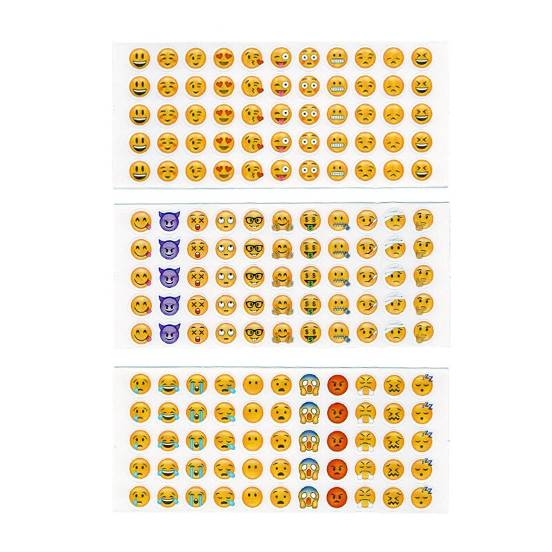 3 Sheets Kawaii Cute Smiley Stickers for Kids Children Notebooks Diary Journal Korean Stationery Supplies Office for School