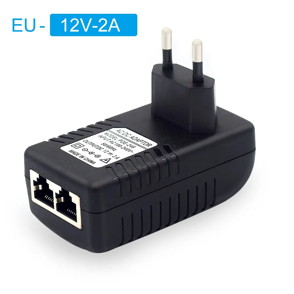 48V/12V POE injector Ethernet CCTV Power Adapter 0.5A /2A 24W POE for IP camera IP Phones POE Switch Power Adapter EU/US Option