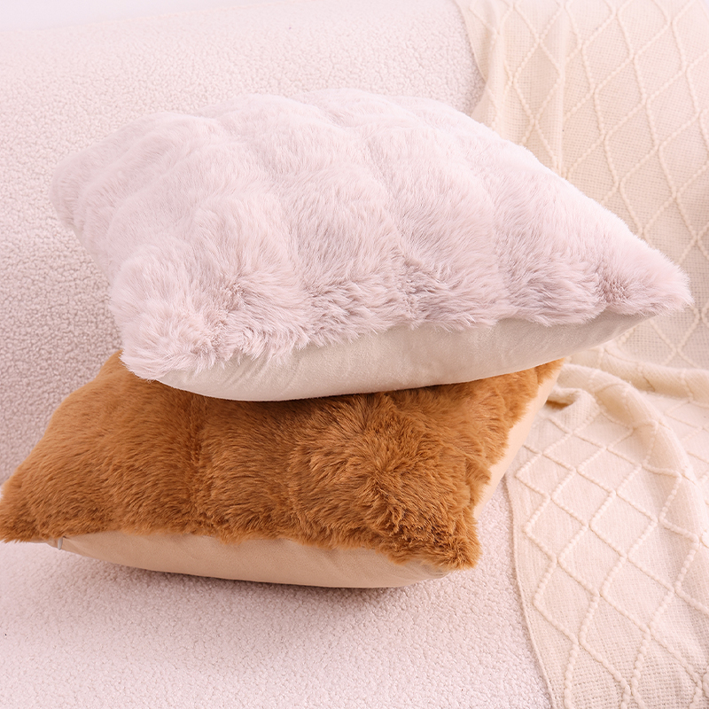 Olanly-fundas de almohada ultrasuaves para decoración de sofá, fundas de cojines suaves y acogedoras de piel sintética de conejo, cojines de felpa para sala de estar, cama y coche