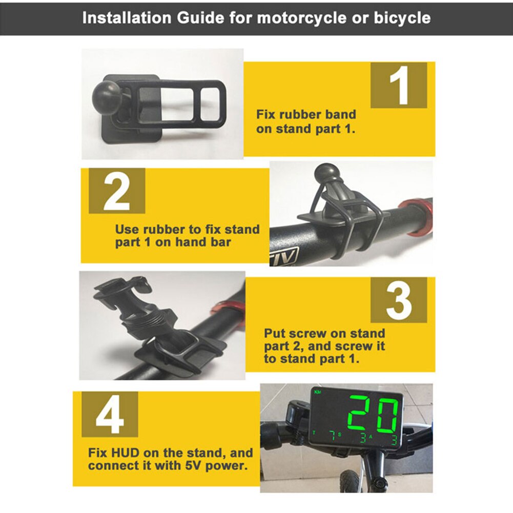 Auto Hud Head Up Display C80 Gps Snelheidsmeter Hud Display Km/H Mph Overspeed Waarschuwing Voor Fiets Motorfiets Auto accessoires