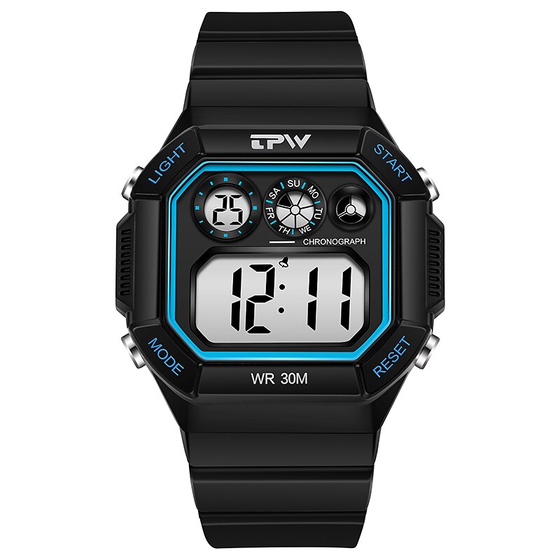 Te Lezen Grote Cijfers Cool Horloges 44Mm Wijzerplaat 30M Water Weerstaan Led Back Light: Blue