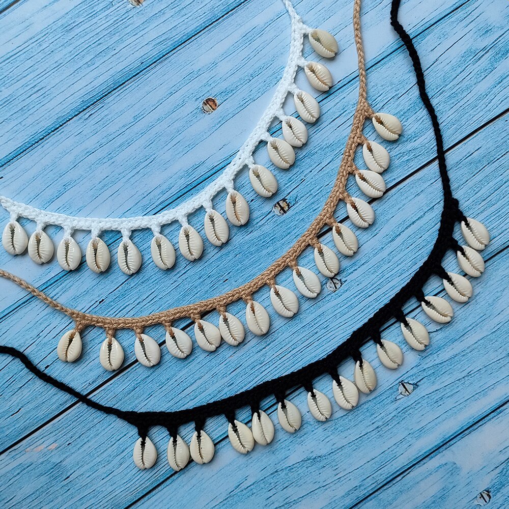 Acquista 2 ottieni il 20% di sconto semplicità ragazza conchiglia collana girocollo Crochet Bohemian Beach nappa collana conchiglia catena per ciondolo donna