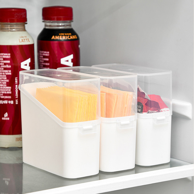 Osthållare lufttät matförvaringsbehållare med lock stor kapacitet skivor osthållare kylskåp doft transparent organizer