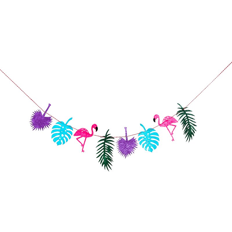 Et sæt ikke-vævet flamingo kaktus banner sommer ananas flag palme blad ballon sommer fødselsdag fest dekoration forsyninger: Sæt 4