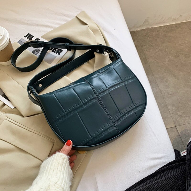 Jahrgang Stein aufbringen Kleine PU Leder Umhängetaschen Für Frauen Winter Neue Schulter Bote Tasche Damen Handtaschen Und Geldbörse: Blau