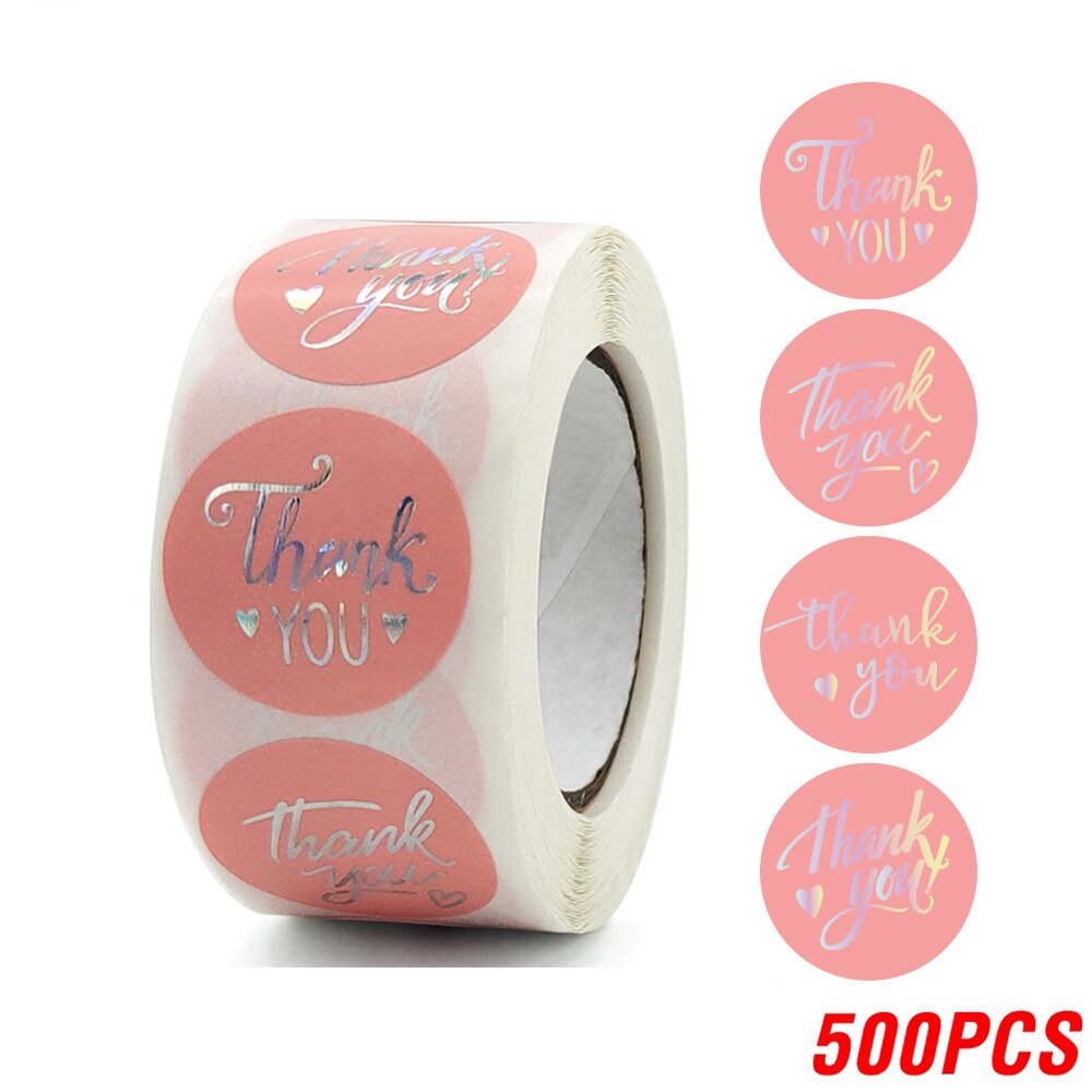 100-500 Uds. Pegatinas 'Gracias' de lámina de oro rosa para pequeñas empresas, sello de , etiquetas de , decoración de sobres: Caqui