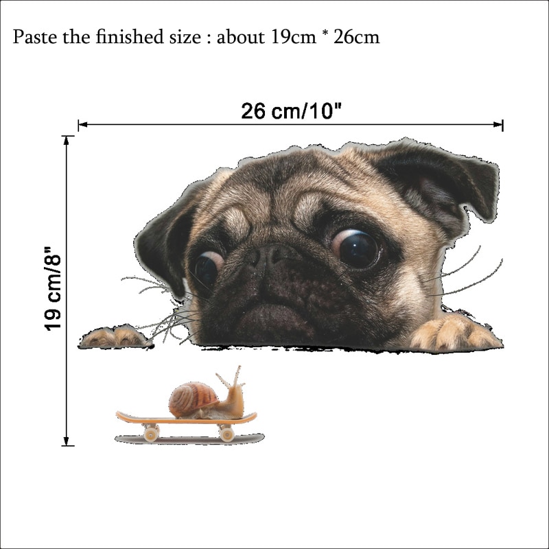 Sjove 3d hunde kigger snegl wallsticker badeværelse stue dekorationer kunst decals søde dyr toilet stickers til boligindretning