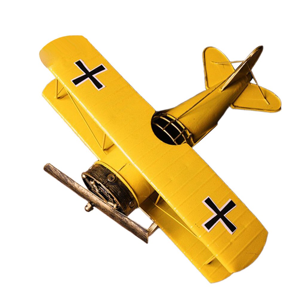 Avión pequeño de hierro artesanal, Avión de Metal Vintage, juguete para niños, , decoración del hogar: Yellow L
