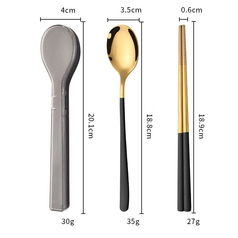304 Stainless Steel Chopsticks Spoon Set Cutlery Set Flatware Set Tableware Soup Spoon Portable Cultery With Box