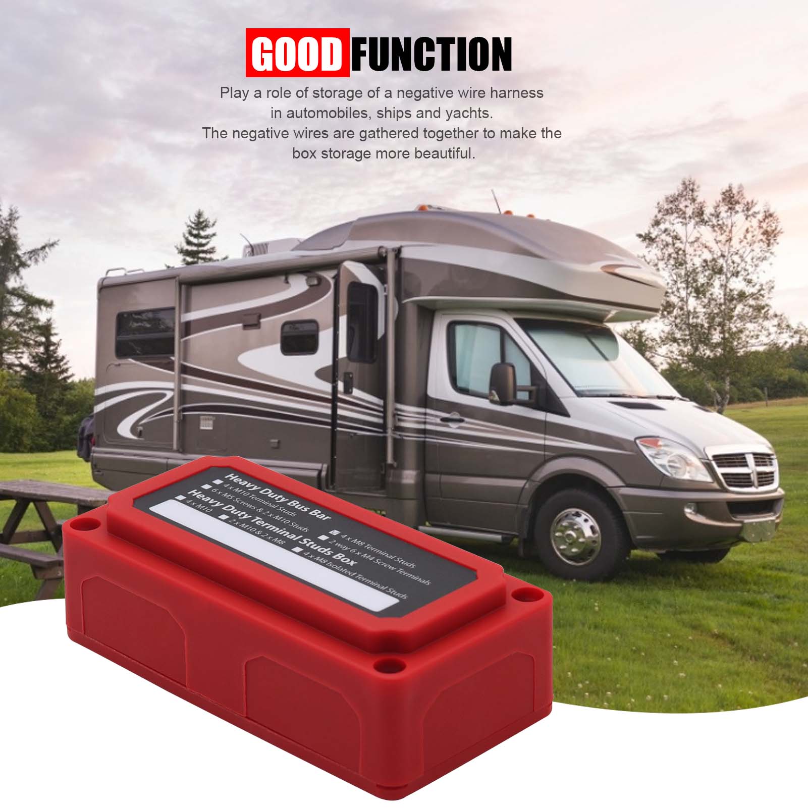 Style Red Shell Busbar Box M8 Specification 300A High Current 48V Busbar BUS BAR Busbar Box For Cars Ships Yachts