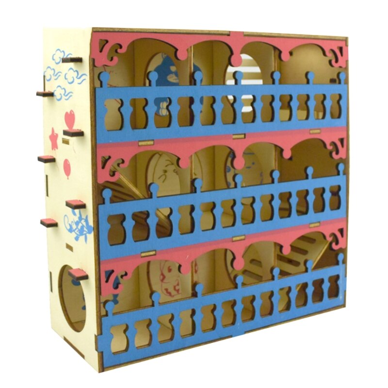 Laberinto de hámster para mascotas, balancín de túnel de tubo de madera, casa, columpio, animales pequeños, juego interactivo, juguetes de ejercicio para descanso para ratas: A