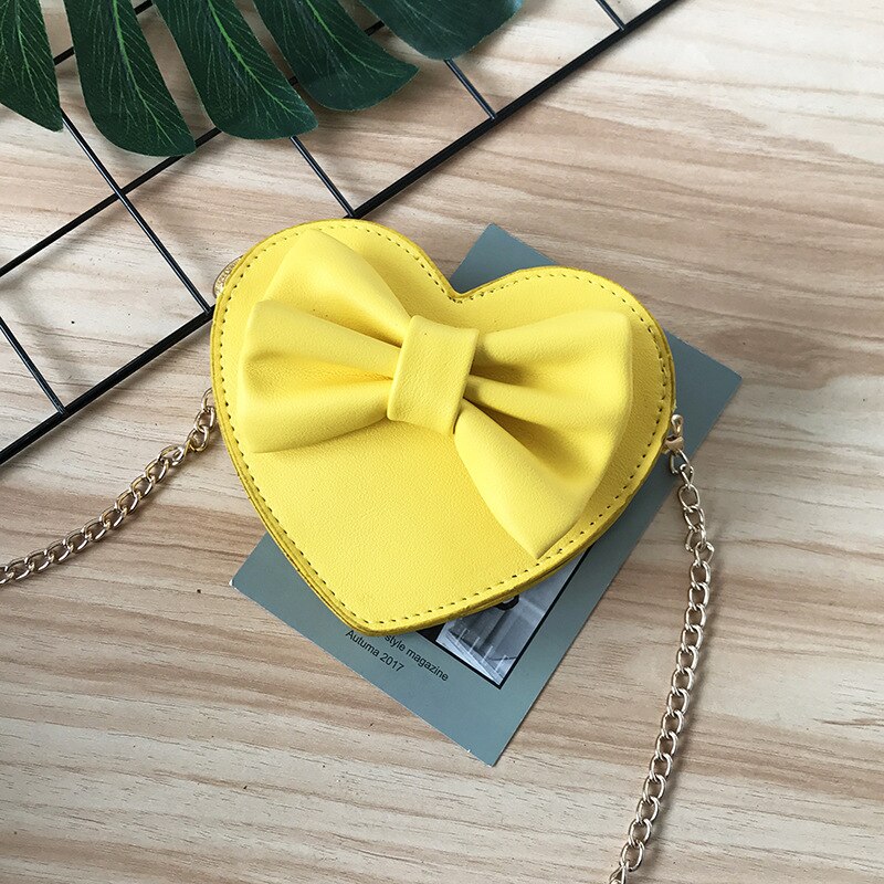 Mini monederos de estilo coreano para niñas, bolso de mano pequeño con forma de corazón, monedero pequeño: YELLOW